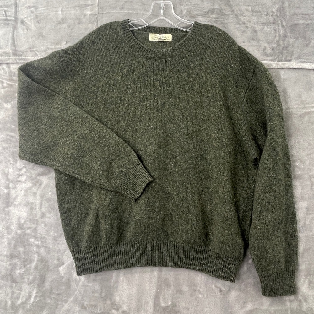 Cabela's Sweater Mens XL 901029 Olive Green Wool Blend Crew Neck Outdoor Exc
